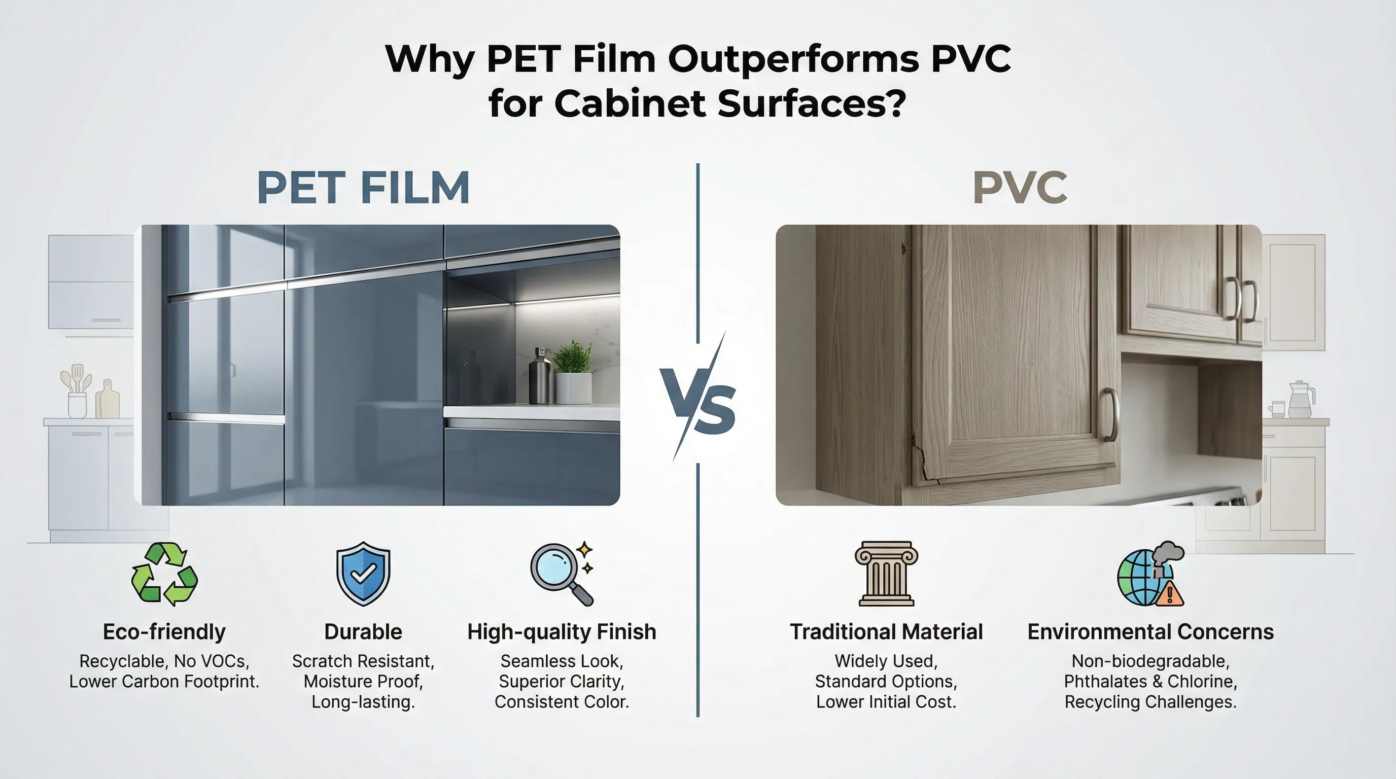 Why PET Film Outperforms PVC for Cabinet Surfaces?