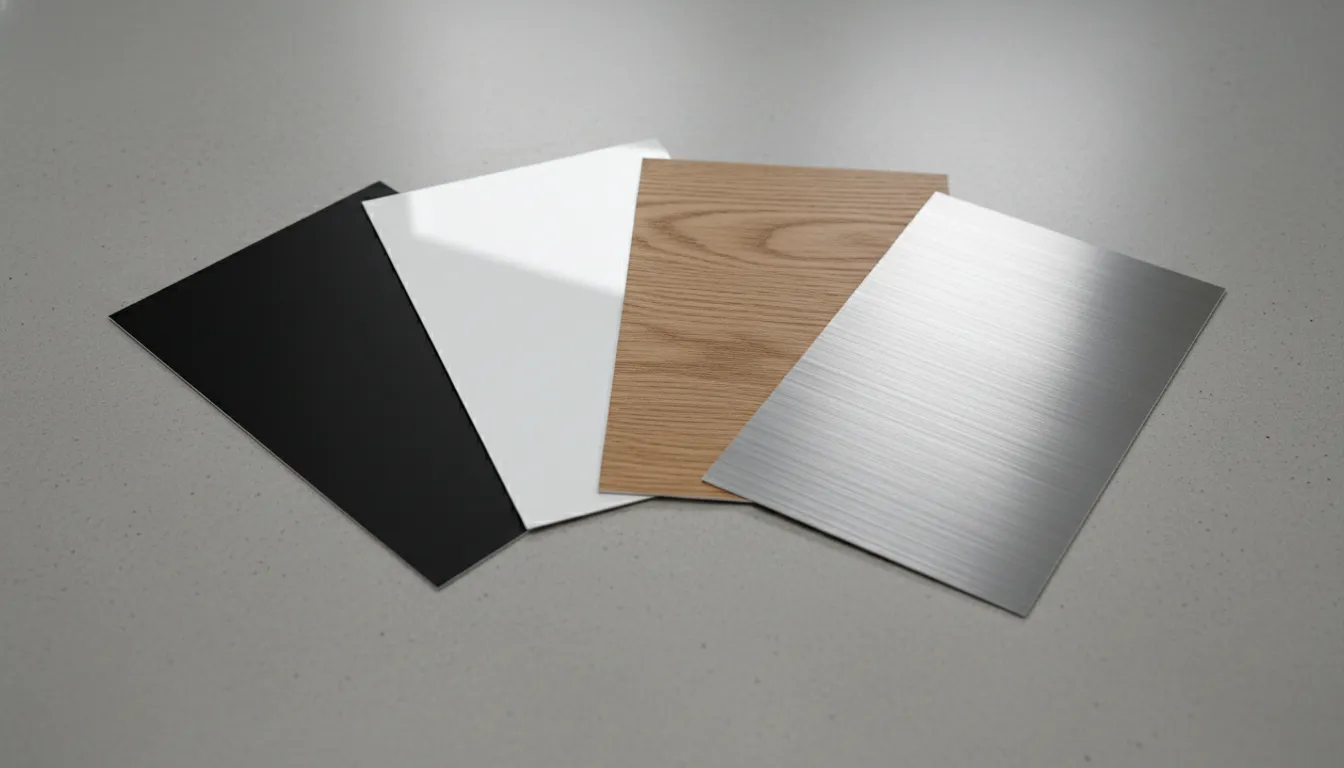 A beautifully fanned out collection of PET decorative film material swatches