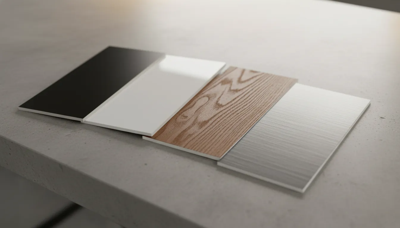 A beautifully fanned out collection of PET decorative film material swatches