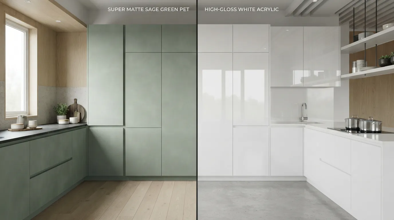 PET vs Acrylic Kitchen Cabinets: Evaluating Surface Performance and Finished-Door Economics